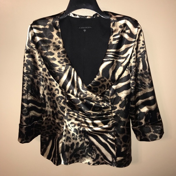 Helene Blake 🐆 Animal Print Size Large Blouse - Picture 1 of 6